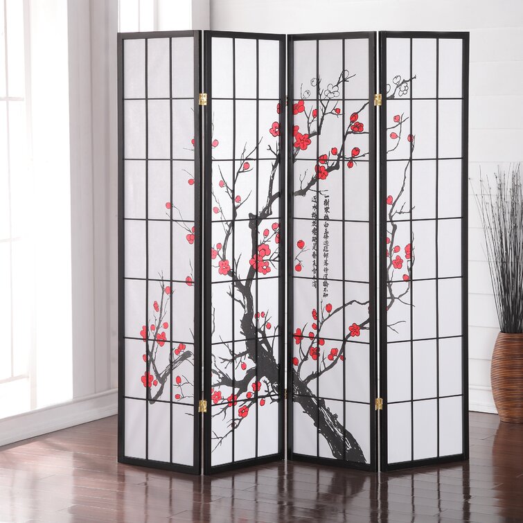 Neagle Japanese Plum Blossom 4 Panel Room Divider